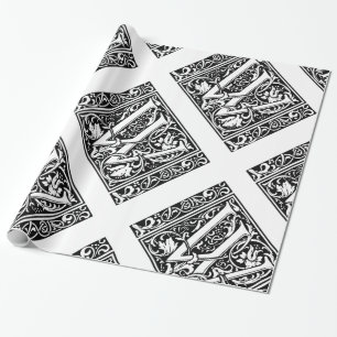 Letter W Middeleeuwse Monogram Art Nouveau Cadeaupapier