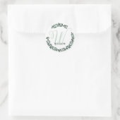 Letter W Monogram Aangepaste Naam Minimalistische  Ronde Sticker (Tas)