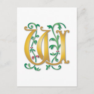 Letter W Monogram Briefkaart
