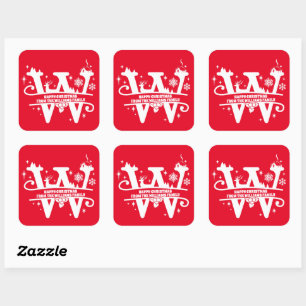 Letter W Monogram Initiaal Familienaam Greeting Vierkante Sticker