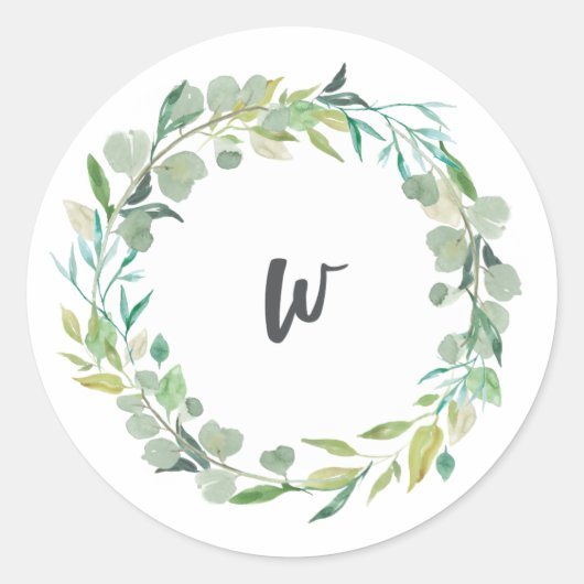 Letter W Monogram Initiaal Sticker Envelopzegel (Voorkant)