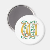 Letter W Monogram Magneet (Voorkant / Achterkant)