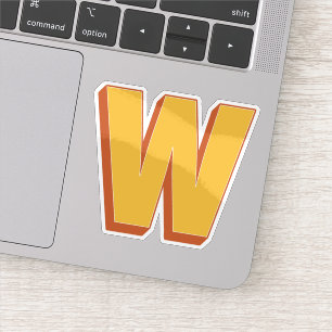 Letter W Monogram, Vet 3D Type Lettertype Initiaal Sticker