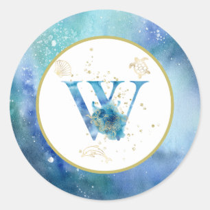 *~* LETTER W - Nautische strandenvelop Sticker