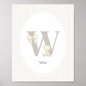Letter W Nursery Wall Art - Custom Baby Name Print (Voorkant)