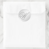 Letter W script initiaal faux zilver monogram guns Ronde Sticker (Tas)