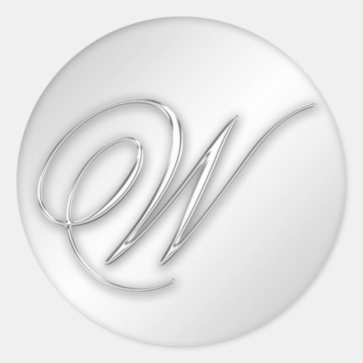 Letter W script initiaal faux zilver monogram guns Ronde Sticker (Voorkant)