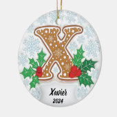 Letter X Aangepaste naam Monogram Kerstmis Keramisch Ornament (Links)