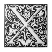 Letter X art nouveau black en white Tegel Tegeltje (Voorkant)