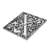 Letter X art nouveau black en white Tegel Tegeltje (Zijkant)