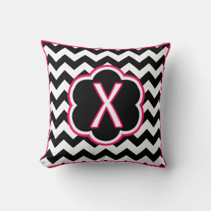 Letter X Black en White Chevron Monogram Kussen