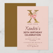 Letter X Gouden Monogram Roze Rozen