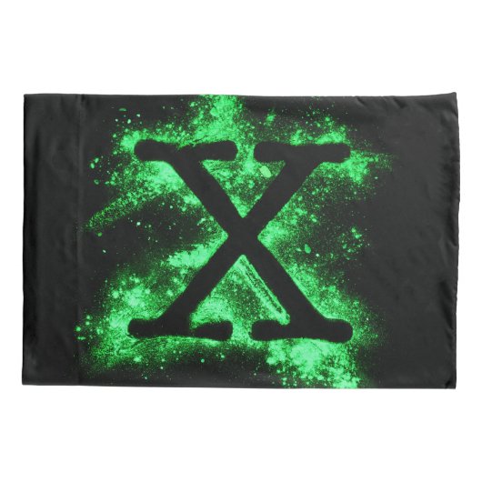 Letter X Groen Hoofdstedelijk Alfabet Kussensloop (Achterkant)