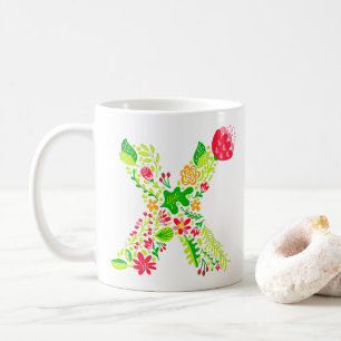 Letter X in Flowers Coffee Mok