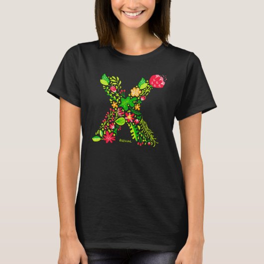 Letter x in Flowers T-Shirt (Voorkant)