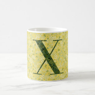 Letter X lichtgeel en donkergroen vrijheid Koffiemok