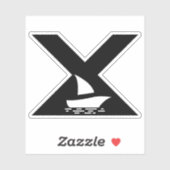 Letter X met boot Monogram Sticker (Vel)