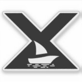 Letter X met boot Monogram Sticker (Voorkant)