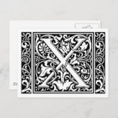 Letter X Middeleeuws Monogram Art Nouveau Briefkaart (Voorkant / Achterkant)