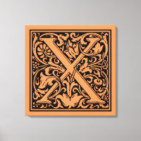 Letter X Middeleeuws Monogram Art Nouveau