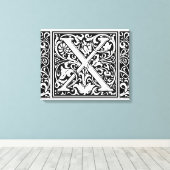 Letter X Middeleeuws Monogram Art Nouveau Canvas Afdruk (Insitu (Houten vloer))