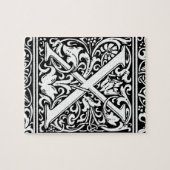 Letter X Middeleeuws Monogram Art Nouveau Legpuzzel (Horizontaal)