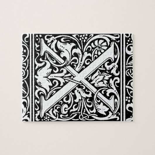 Letter X Middeleeuws Monogram Art Nouveau Legpuzzel (Horizontaal)
