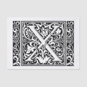 Letter X Middeleeuws Monogram Art Nouveau Tissuepapier