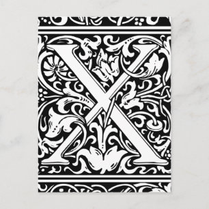 Letter X Middeleeuwse Monogram Art Nouveau Briefkaart