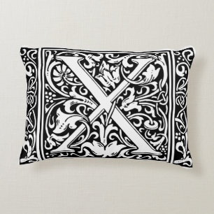 Letter X Middeleeuwse Monogram Art Nouveau Decoratief Kussen