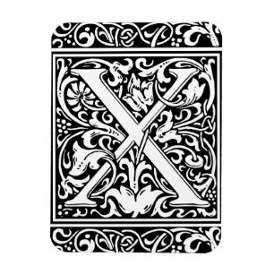 Letter X Middeleeuwse Monogram Art Nouveau Magneet