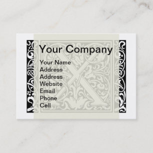 Letter X Middeleeuwse Monogram Art Nouveau Visitekaartje