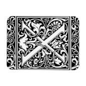 Letter X Middeleeuwse monogrammen Art Nouveau Magneet (Horizontaal)
