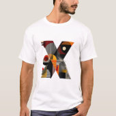 Letter X – Modern Geometric Monogram with Stripes T-shirt (Voorkant)