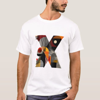 Letter X – Modern geometrische monogram met strepe T-shirt