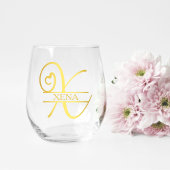 Letter X Monogram Bruidsmeisje Gift, Modern Elegan Wijnglas Zonder Voet