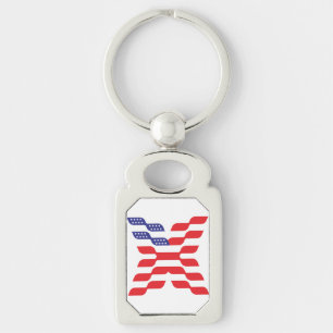 Letter X Monogram Vlag van de VS Sleutelhanger