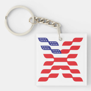 Letter X Monogram Vlag van de VS Sleutelhanger