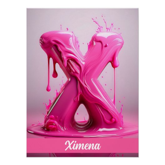 Letter X, Monogram X - Customizable Name Poster (Devant)