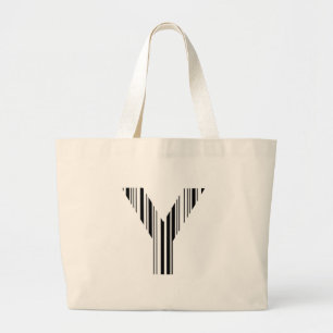 LETTER Y BAR CODE Eerste Initiaal Barcodepatroon Grote Tote Bag