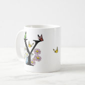 Letter Y Bloem Vlinder Monogram Initiaal     Koffiemok (Voorkant links)