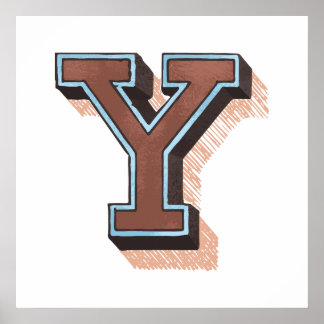 Letter "Y" Elegant geborduurd Poster