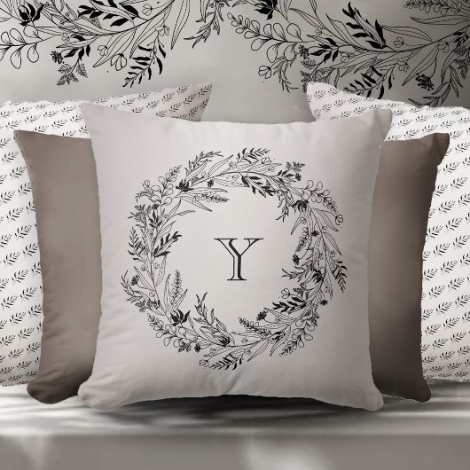 Letter Y Gold Botanical Monogram Kussen