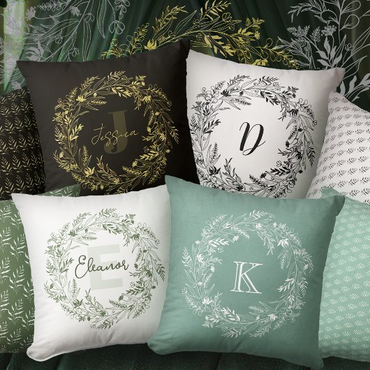 Letter Y Gold Botanical Monogram Kussen