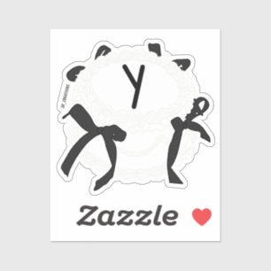 Letter Y Initiaal Zwart-Wit Lint Vintage Cake Sticker