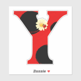 Letter Y lieveheersbeestje Print met lieveheersbee Sticker
