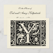 Letter Y Middeleeuwse Monogram Art Nouveau Kaart (Voorkant / Achterkant)