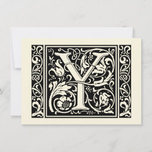 Letter Y Middeleeuwse Monogram Art Nouveau Kaart