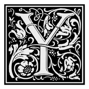 Letter Y Middeleeuwse Monogram Art Nouveau Perfect Poster
