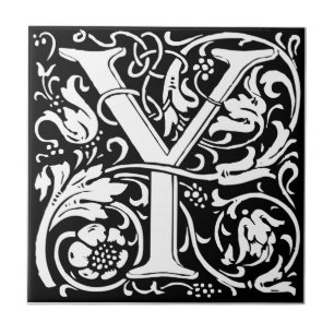 Letter Y Middeleeuwse Monogram Art Nouveau Tegeltje